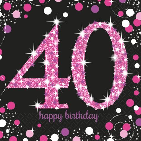 Witzige bilder kostenlos zum geburtstag mit sprüche und wünschen für facebook und foren. 16 Servietten Glitzerndes Pink und Schwarz 40. Geburtstag