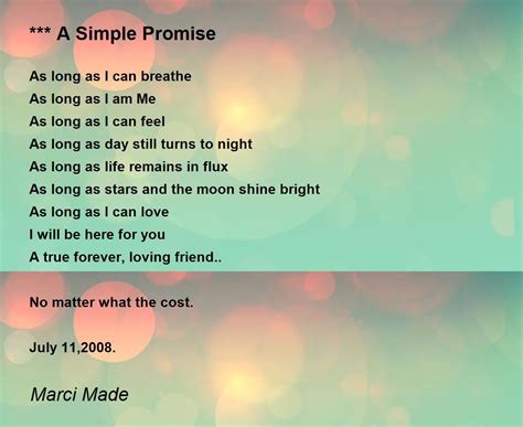 A Simple Promise A Simple Promise Poem By Marci Made