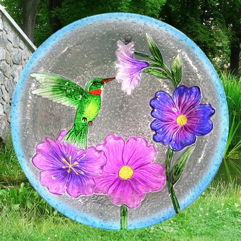 Hummingbird Glass Bird Bath Bowl Bird Bath Bowl Hanging Bird Bath Glass Bird Bath
