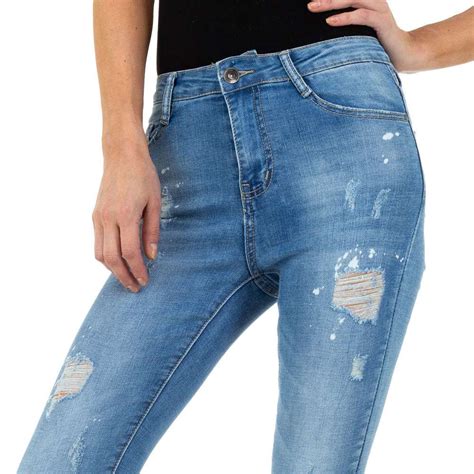 Skinny Jeans Im Used Look Mit Rissigen Stellen Ebay