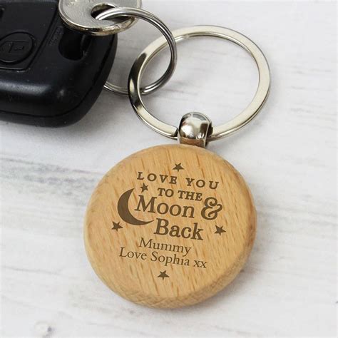 Wooden Round Quote Engraved Keychain For Men And Women Moments Of Love