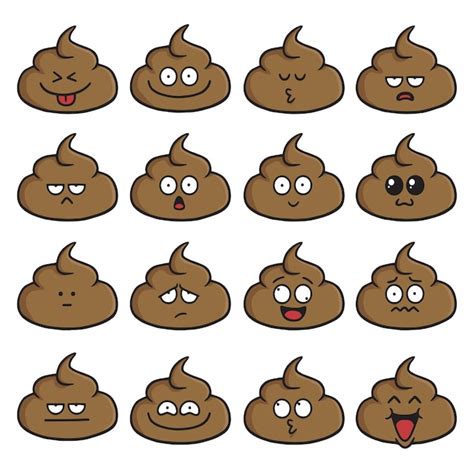 Premium Vector Poop Face Cute Cartoon Set Vector Illustration Pack