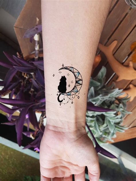 Cat And Moon Mandala Custom Tattoo Design By Mandira Arm Tattoo
