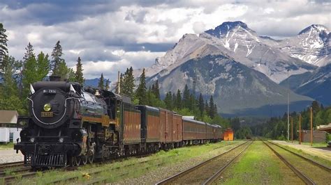 Alberta National Park Steam Locomotive Railway Train Mountain