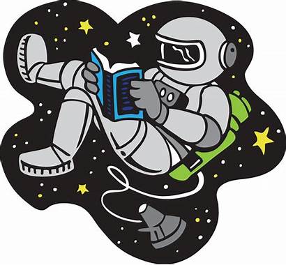 Astronaut Clipart Walking Books Reading Cartoon Should