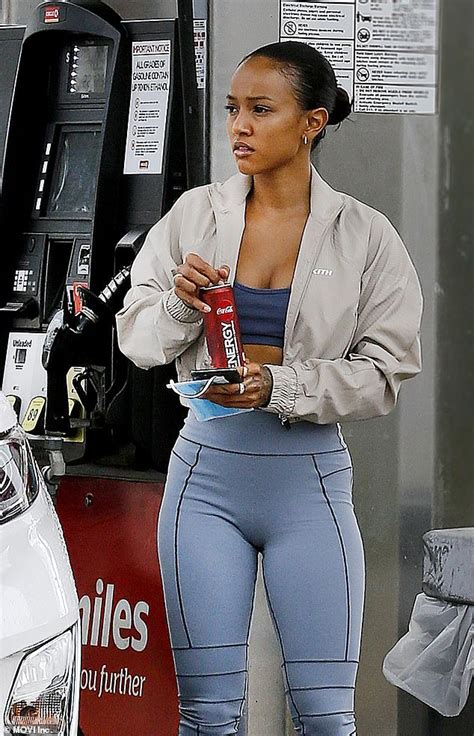 Karrueche Tran Shows Her Toned Abs In A Tiny Sports Bra As She Fills Up Her Gas Tank In New