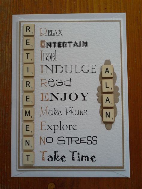 Hand Made Retirement Card ~ Vintage Scrabble Themed Retirement Cards