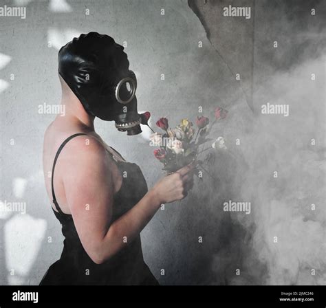 Woman Gas Mask Flower Hi Res Stock Photography And Images Alamy