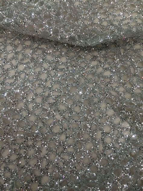 Silver Glitter Net Lace Fabric Diudiu 1021 French Tulle Mesh Lace