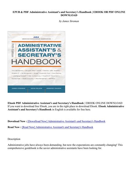 Read Pdf Administrative Assistants And Secretarys Handbook James