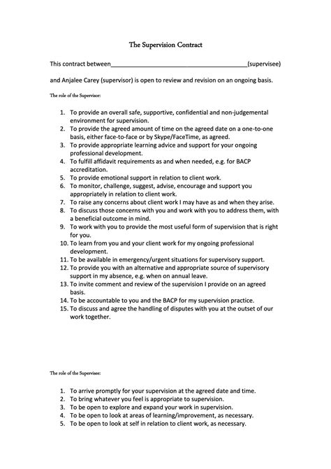 Supervision Agreement Template