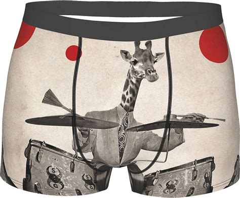 Giraffes Play Drums Abstract Art Style Retro Mens Micro Stretch Boxer