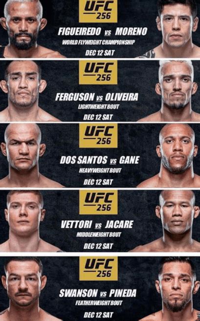 Edgar (main card) on watch espn STACKED! UFC 256 Possible main card bouts