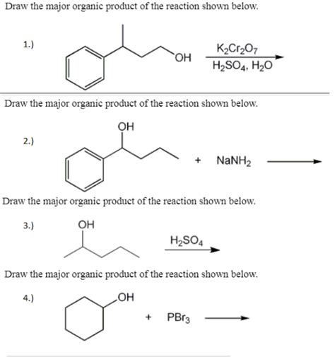 Draw The Major Organic Product Of The Reaction Shown Below K2cr2o7