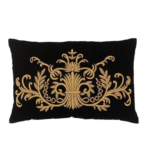 Ryad Pillow Gold Thread And Black Velvet Gold Pillows Black Throw