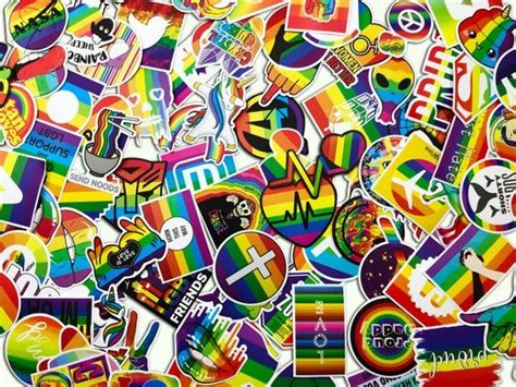 100 Pcs Rainbow Peace Sign Stickers Vinyl Social Media Love Symbol