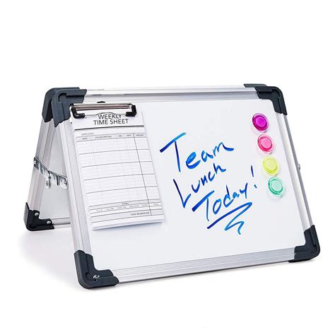 Foldable Magnetic Dry Erase Whiteboard Easel For Table Top Double