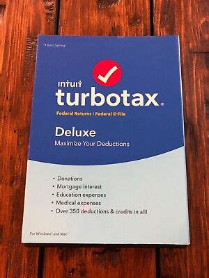 Intuit Turbotax Deluxe Federal Returns Federal E File Brand New
