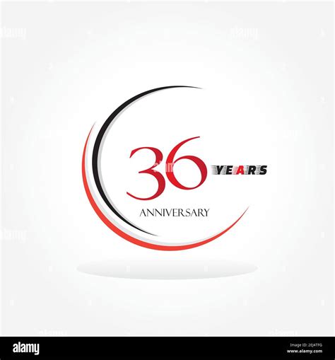 36 Years Anniversary Linked Logotype With Red Color Isolated On White
