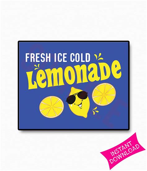 lemonade sign printable lemonade stand fresh ice cold etsy