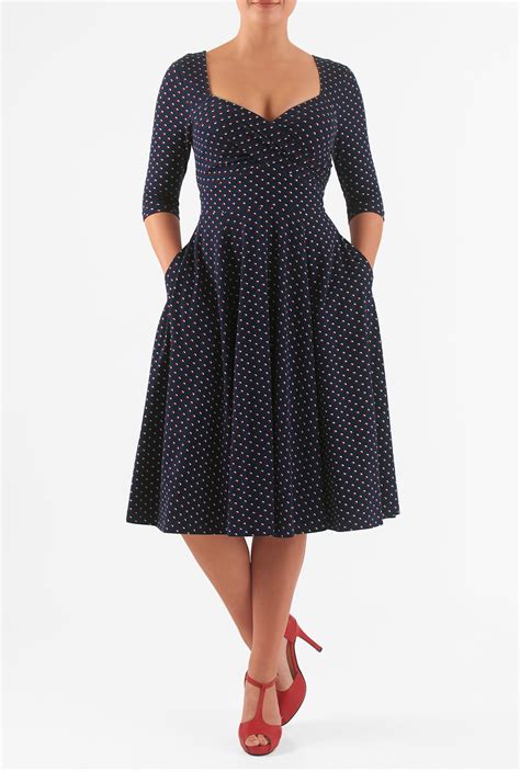 Our Cotton Polka Dot Knit Dress Is Styled With A Sweetheart Neckline