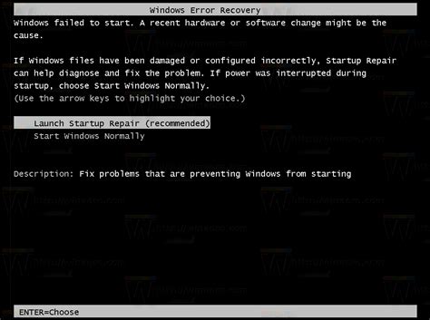 Disable Launch Startup Repair Recommendation In Windows 7