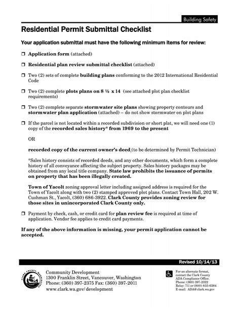 Residential Permit Submittal Checklist - Clark County