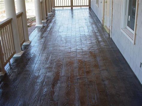 Wood Plank Stampedstained Concrete Porch Traditional Porch