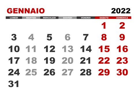 Foglio Calendario Gennaio 2022 Calendario Roma
