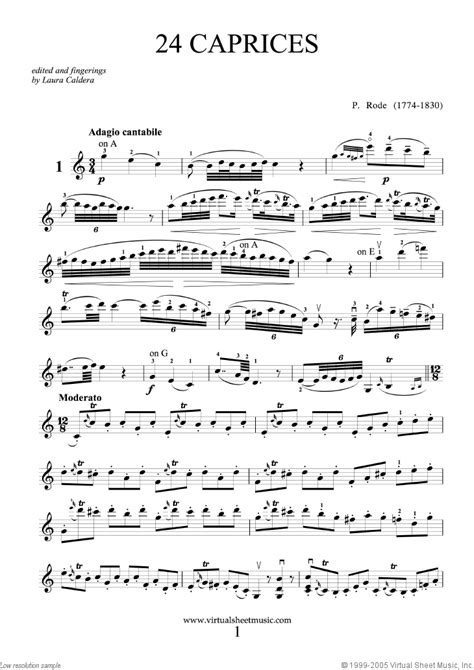 Rode Caprices 24 Sheet Music For Violin Solo Pdf Interactive
