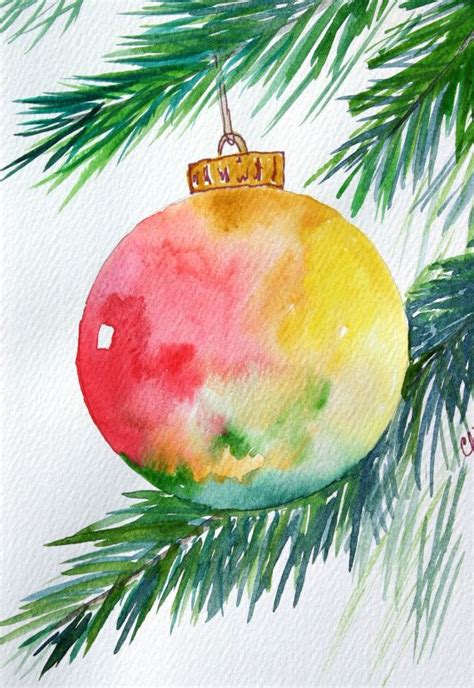 How to paint ornaments in watercolour watercolor christmas card tutorial balls holiday festive. Watercolor card, ( No. 3), Christmas ornament, greeting card, Christm…