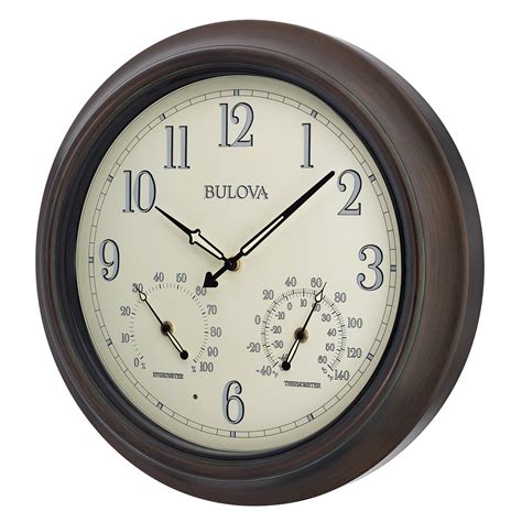 Garden wall clock outdoor thermometer 12 wild birds outside in designs 445894 robin. Bulova Weather Master Outdoor Wall Clock - Outdoor Clocks ...