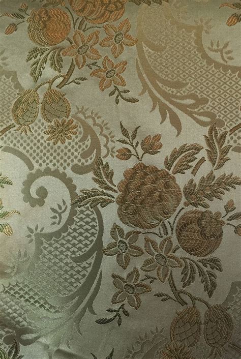 Olive Green Floral Drapery Fabric By The Yard Etsy