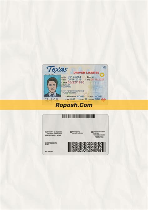 Texas Driver License Psd Template Roposh