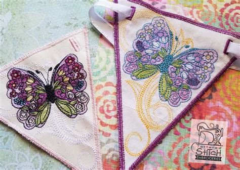 Butterfly Bunting Machine Embroidery Design 4x4 5x7 And Etsy