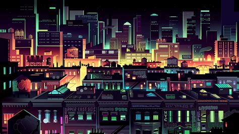 Pixel City Pixel City Vaporwave Wallpaper Vector Artwork