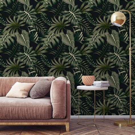 Tropical Wallpaper Removable Wall Mural Rainforest Palm Leaves Self