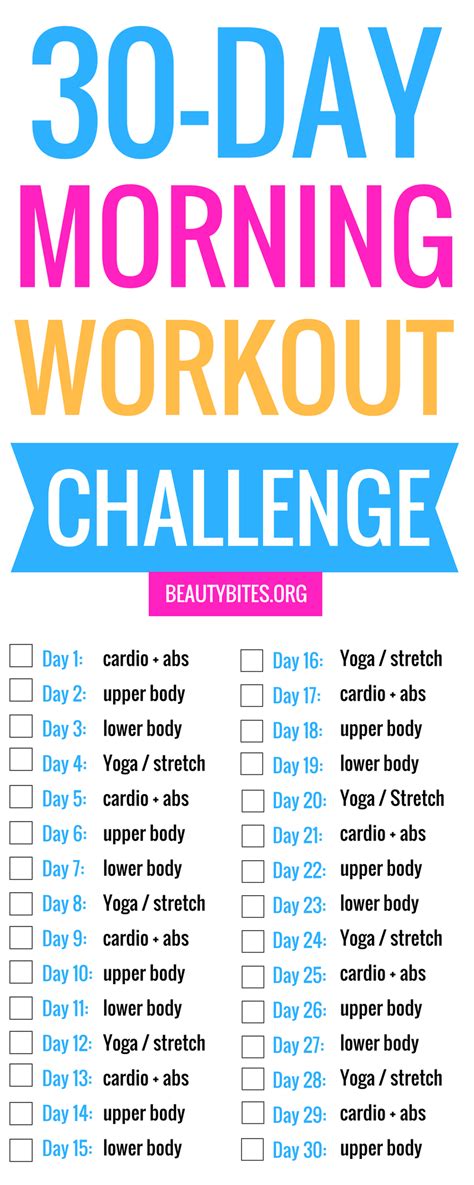 30 Day Morning Workout Challenge Beauty Bites 2022