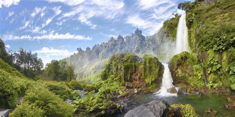 Wallpaper Trees Landscape Forest Waterfall Nature Clouds Moss