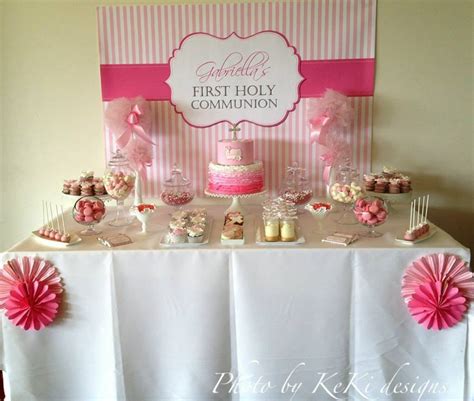 Pink And White Holy Communion Candy Buffet Ideas Little Dimple Designs