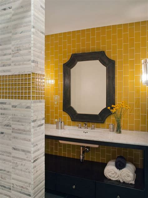 Bathroom Geometric Tile Yellow Bathroom Decor Yellow Bathroom Tiles