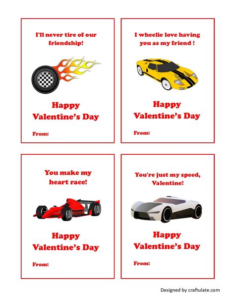 Famous Hot Wheels Valentine Printables References