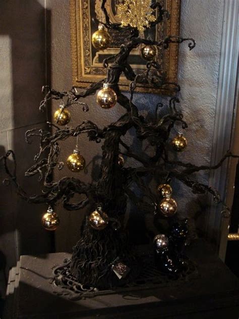 25 Black Christmas Trees That You Can Apply For Halloween Homemydesign