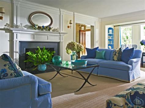 Crisp Blue And White Living Room Hgtv