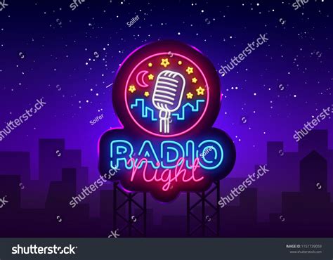 Radio Neon Logo Radio City Neon Sign Royalty Free Vector Kulturaupice