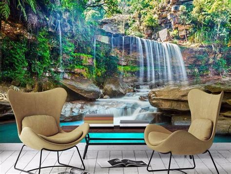 Custom 3d Wallpaper Waterfall Landscape Background Wall For Living Room