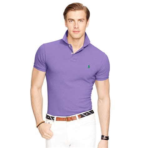 Polo Ralph Lauren Slim Fit Mesh Polo Shirt In Purple For Men Lyst Uk
