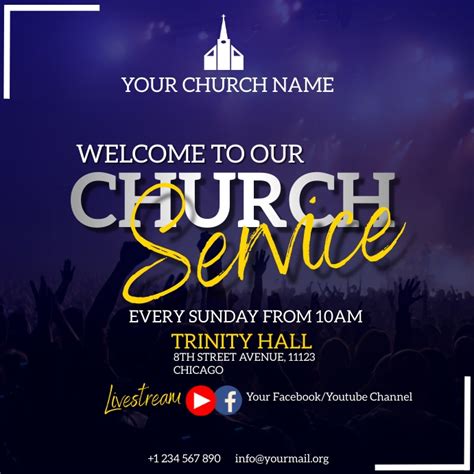 Church Service Invitation Flyer Template Postermywall
