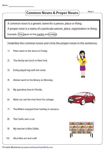 Proper And Common Noun Worksheets