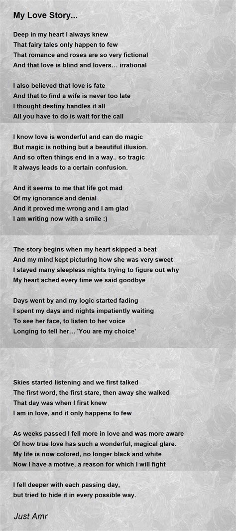 My Love Story Poem By Just Amr Poem Hunter
